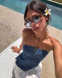 New  summer women's tube top short skirt hem denim short skirt beach tourism must-have dress