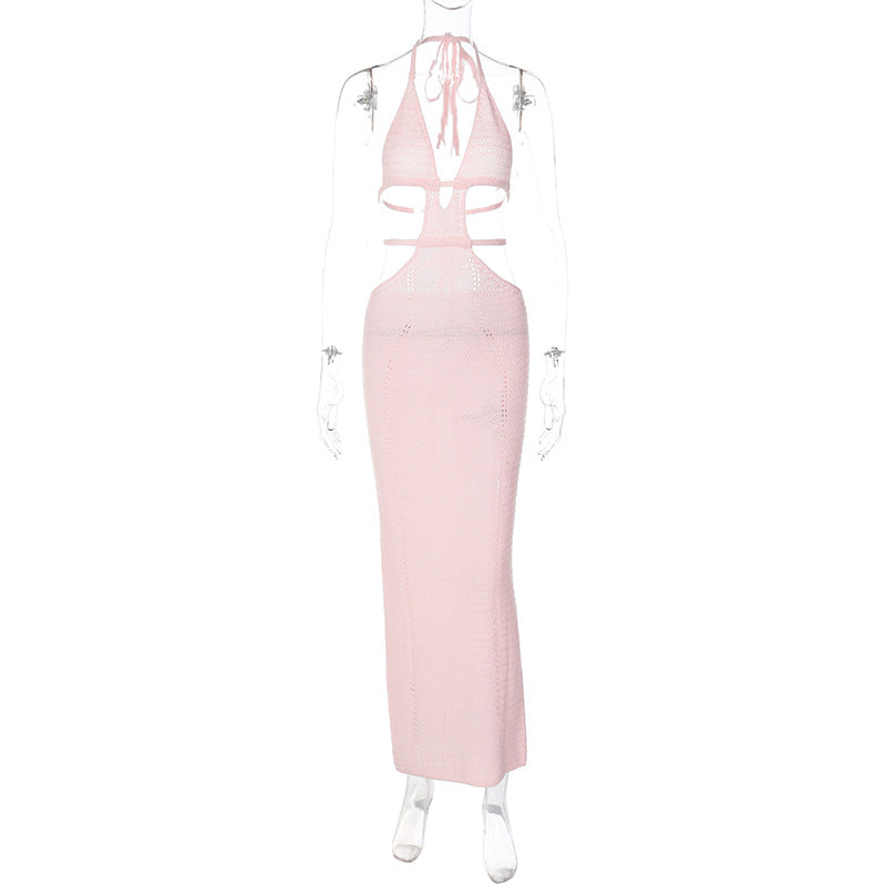 GOOSUDU 2025 ins wind hot sales new sexy street style pure desire to hang neck wrap chest hollow splicing lace-up dress women