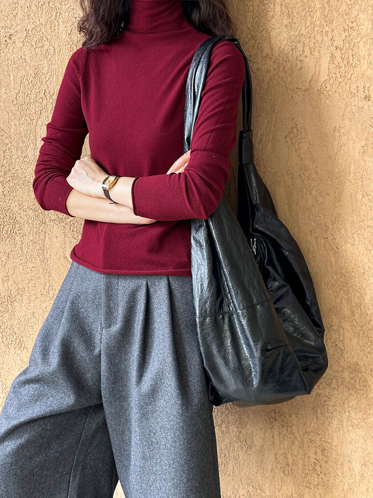 2025 popular autumn new top Korean version semi-turtleneck knitted sweater with semi-turtleneck bottoming shirt 909-2