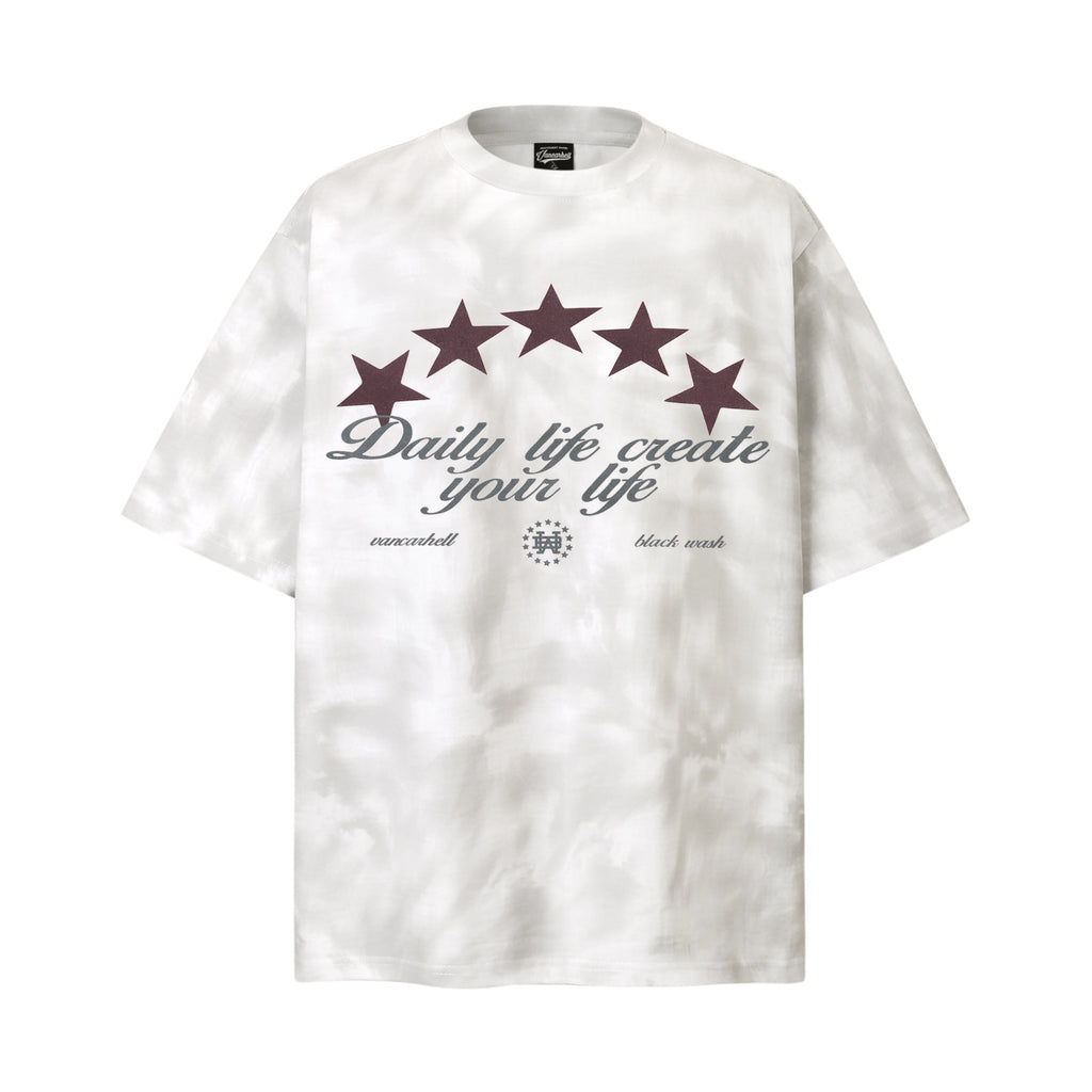 2025 9514 2025n Street 2025 Summer Letter Pattern Design Men's Tie-Dyeing Premium Sense Neutral Short Sleeve T-Shirt