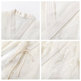 2025 spring new Chinese style flower and bird embroidered mulberry silk shirt white loose outer top women's M3074