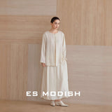 2025 ES MODISH spring new national style retro simple and elegant long-sleeved shirt + A-shaped skirt suit for girls