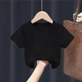 Summer Boys' Half Sleeve T-shirt Kindergarten Primary School Children's Solid Color Short-Sleeved Shirt Children's Summer Bottoming Shirt