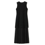 summer fashion rope embroidery splicing dress women's high-end new Chinese style retro temperament design long dress N4025