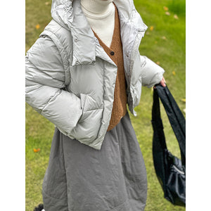 2025 popular winter new jacket minimalist Korean versatile age-reducing hooded white duck down jacket 58209