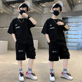 Boys' Suit Summer  New Children's Summer Clothing Western Style Medium and Big Children's Clothes Boyish Look Sports Net Red Fashion