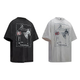 2025 6110 2025n Street 2025 Summer Painting Pattern Design Sense Men's Loose Premium Heavy Short Sleeve T-Shirt