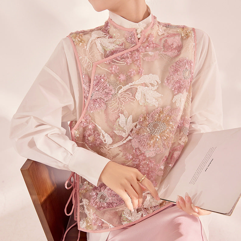 spring new Chinese light luxury vest new national style high-end sweet embroidery temperament vest women MZ094