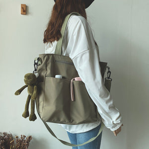 Waterproof Canvas Bag Female Summer One Shoulder Bag Bag Female Large Capacity Schoolbag Female College Student Crossbody Bag All-Matching Ins