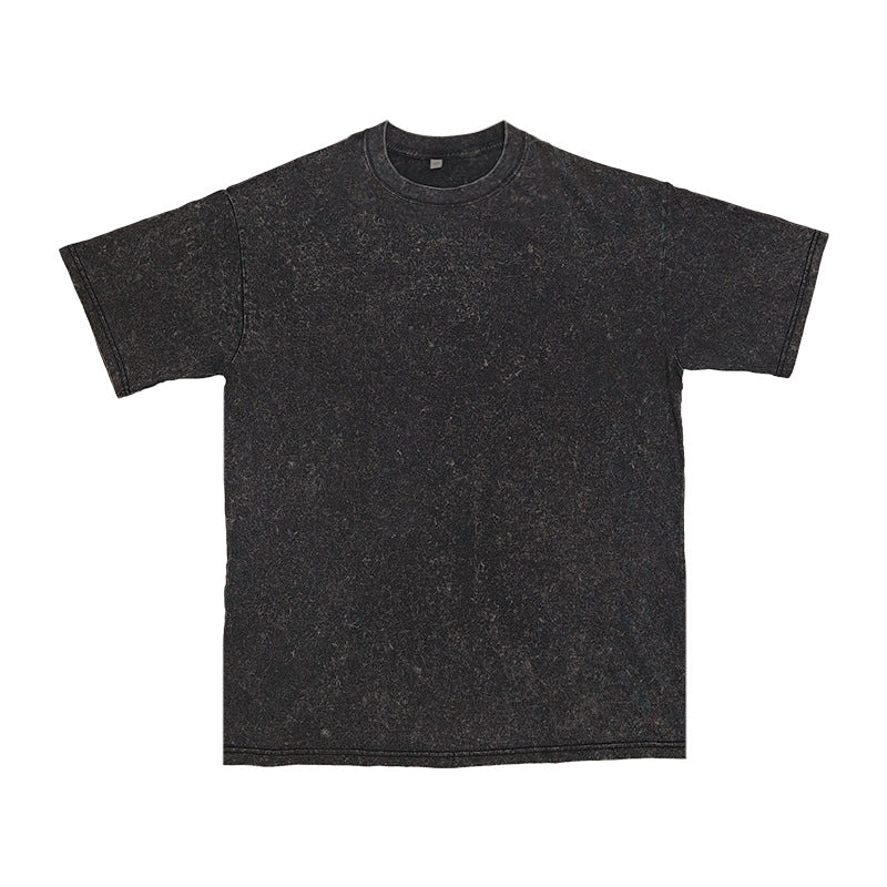 GOOSUDU 230G Heavy American Retro Washed Distressed Cotton T-shirt Men's and Women's Same Style Short Sleeve Summer Trendy All-Match Street