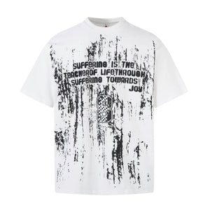 2025 5503 2025n retro street 2025 summer letter garbled design men's high-end neutral short-sleeved T-shirt