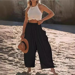 GOOSUDU Fashion  Spring and Summer British Style Temperament Women's Clothing Collage Cotton Linen Harem Pants Mid Waist Casual Pants Factory Direct Sales