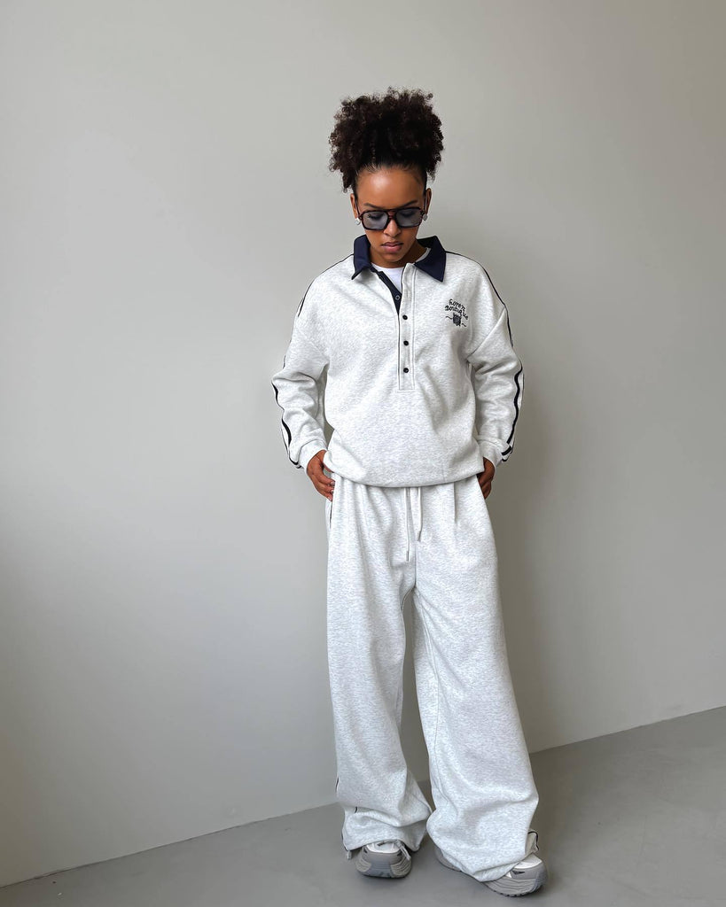 embroidered stand-up collar sweater women's spring and autumn n street silhouette contrasting color embroidered sweater set
