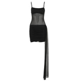 2025 style 2025 spring new women's clothing pleated chest-wrapped mesh yarn perspective slim-fitting hip-wrapped personalized dress