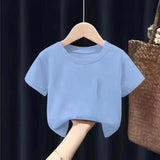 Summer Boys' Half Sleeve T-shirt Kindergarten Primary School Children's Solid Color Short-Sleeved Shirt Children's Summer Bottoming Shirt