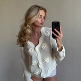new flower hollow perspective holiday style knitted sweater long sleeve irregular New explosion wholesale top women