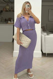 GOOSUDU 2025 Knitted crochet suit skirt multi-color cardigan button-up skirt versatile suit