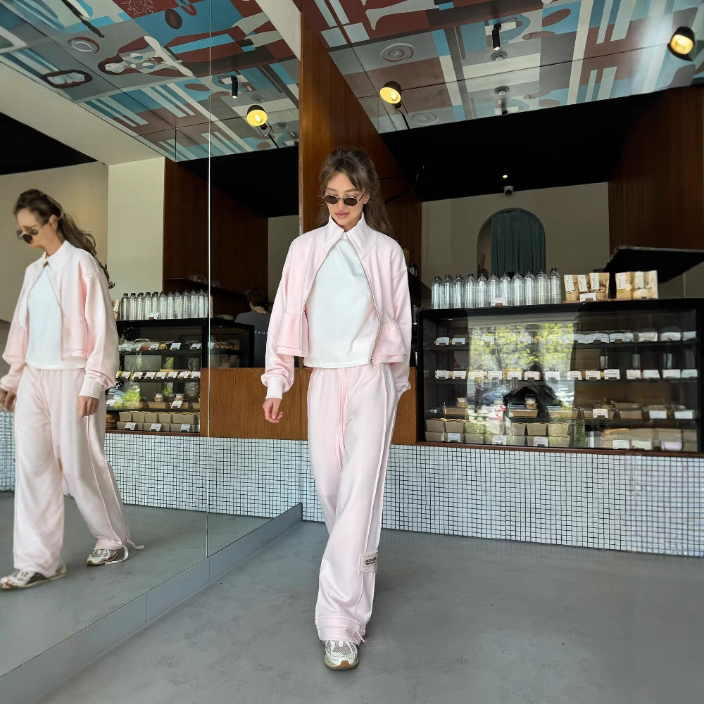 summer new  New fungus edge sweater set fashion casual slim loose sweater set