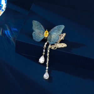 2025 New product personalized design versatile exquisite corsage pin coat accessories fly together embroidered fringed butterfly brooch