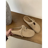 2025  Thick-bottomed Birkenstock bag head half slippers women's outer wear half tray popular autumn lace-up pregnant women non-slip ugly Bokentide