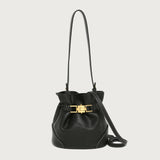 GOOSUDU 2025 New niche retro lychee pattern portable bucket bag single shoulder oblique span women's bag simple high-end versatile bag