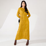 2025 Nanyou high-end women's clothing long-sleeved dress spring and autumn women's design irregular pleated skirt long high-end sense