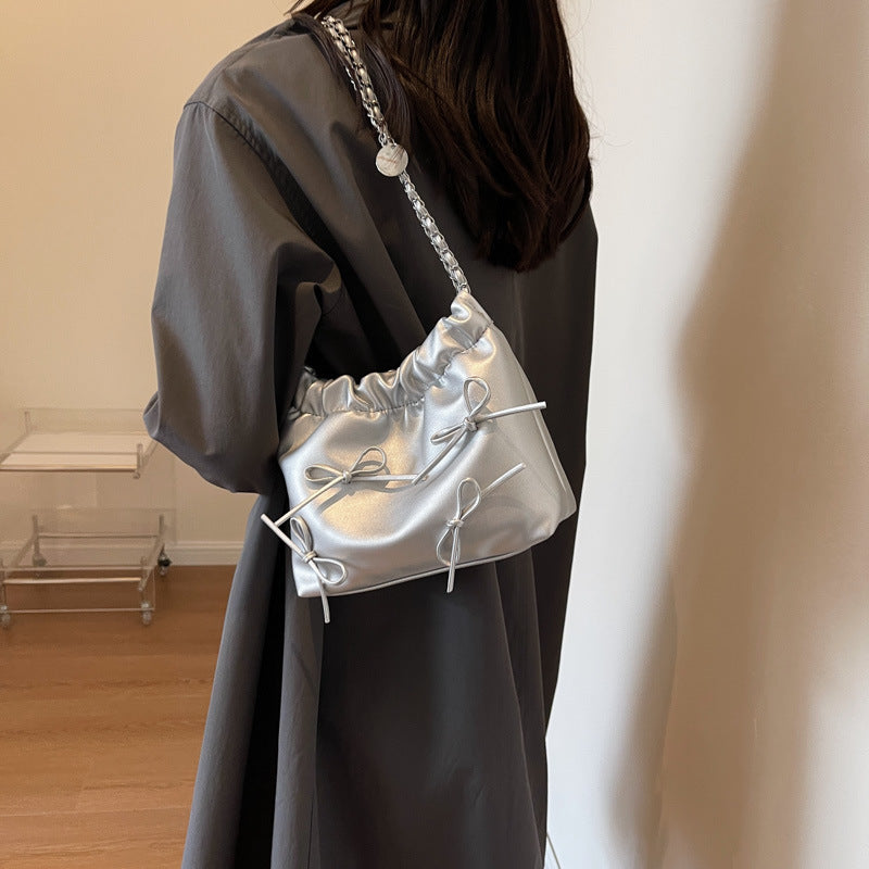 GOOSUDU This Year's Popular Small Bag for Women  New Summer All-Matching Chain Shoulder Messenger Bag Texture Korean Style Bucket Bag