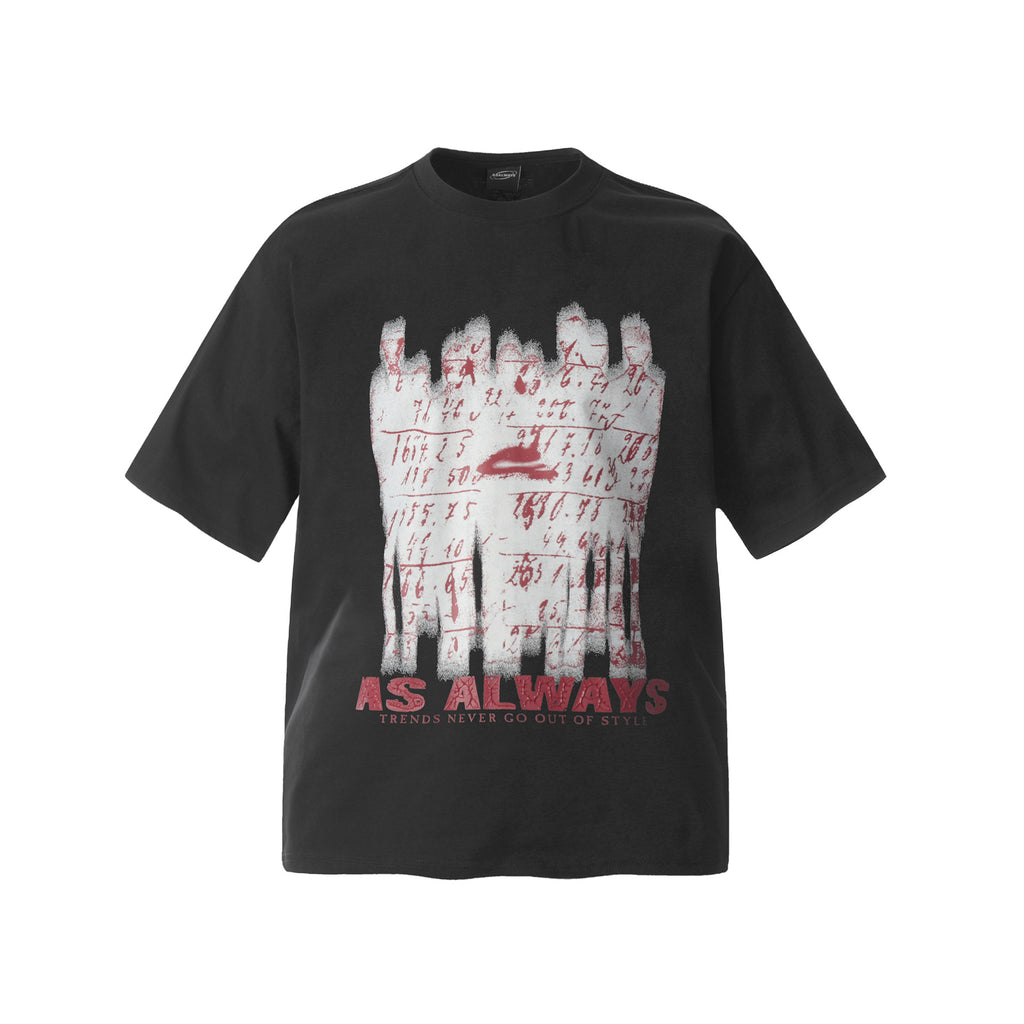 2025 F6613 2025n Street 2025 Summer Painting Shadow Design Sense Men's Loose Premium Crew Neck Short Sleeve T-Shirt