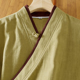 Chinese style top improved hanfu shirt women's  spring literary loose zen tea clothes cotton and linen top women