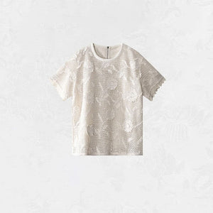 2025 summer new high-end fashion hollow mesh temperament versatile shirt women's high-end top N3010