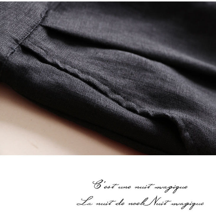 GOOSUDU Spring and Summer Cotton and Linen Women's Wide-Leg Pants Linen Thin Casual Pants Ol Professional Women's Pants Loose Cropped Pants for Women