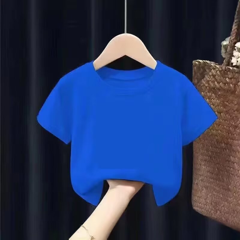 Summer Boys' Half Sleeve T-shirt Kindergarten Primary School Children's Solid Color Short-Sleeved Shirt Children's Summer Bottoming Shirt