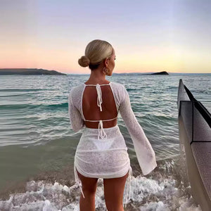 GOOSUDU 2025 New new classic women's clothing summer explosion temperament hollow dress short beach skirt holiday transparent