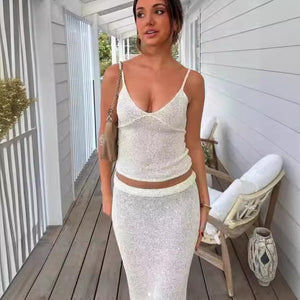GOOSUDU 2025 suit skirt sequined suspender suit long skirt