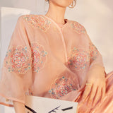 New Chinese light lotus root pink mulberry silk shirt summer thin high-end heavy industry embroidered loose top M6032