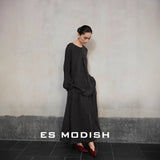 2025 ES MODISH spring new national style retro simple and elegant long-sleeved shirt + A-shaped skirt suit for girls