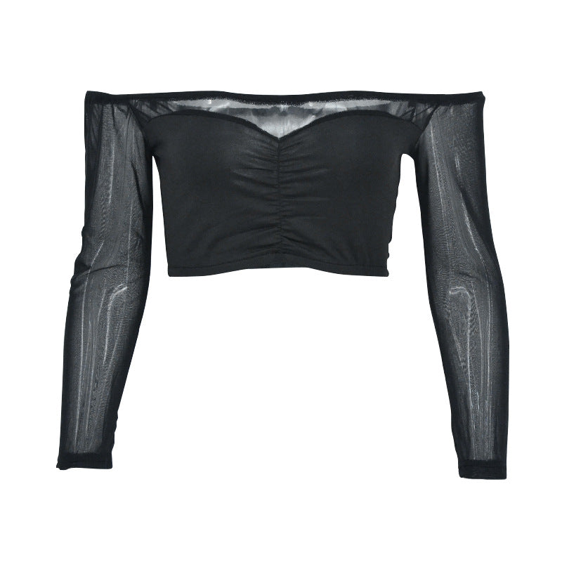 GOOSUDU 2025 AC008 summer New   independent station popular women's clothing one-word collar perspective chest wrap short top