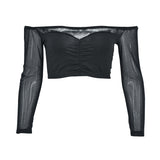 GOOSUDU 2025 AC008 summer New   independent station popular women's clothing one-word collar perspective chest wrap short top