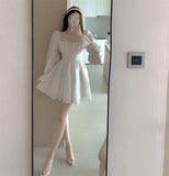 woloong  Pink Sweet Elegant Princess Dress Women Casual Korean Slim Long Sleeve Fairy Dress Female Backless Design Vintage Dress New