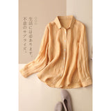 Spring and Autumn New Urban Literary Cotton and Linen Long Sleeve Shirt Top Skinny Casual Linen Shirt Women