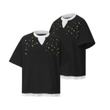 2025 8571 2025n street 2025 summer fake two pieces metal design men's loose senior sense neutral short-sleeved T-shirt