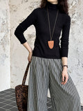 2025 popular autumn new top Korean version semi-turtleneck knitted sweater with semi-turtleneck bottoming shirt 909-2
