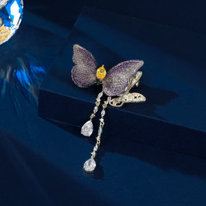 2025 New product personalized design versatile exquisite corsage pin coat accessories fly together embroidered fringed butterfly brooch