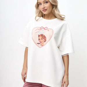 Popular and   Spice Girls ins Wind Tide Brand Loose Heavy Cotton Short Sleeve Summer Design Sense Niche Half Sleeve T-Shirt