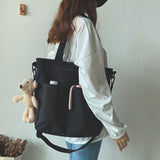 Waterproof Canvas Bag Female Summer One Shoulder Bag Bag Female Large Capacity Schoolbag Female College Student Crossbody Bag All-Matching Ins
