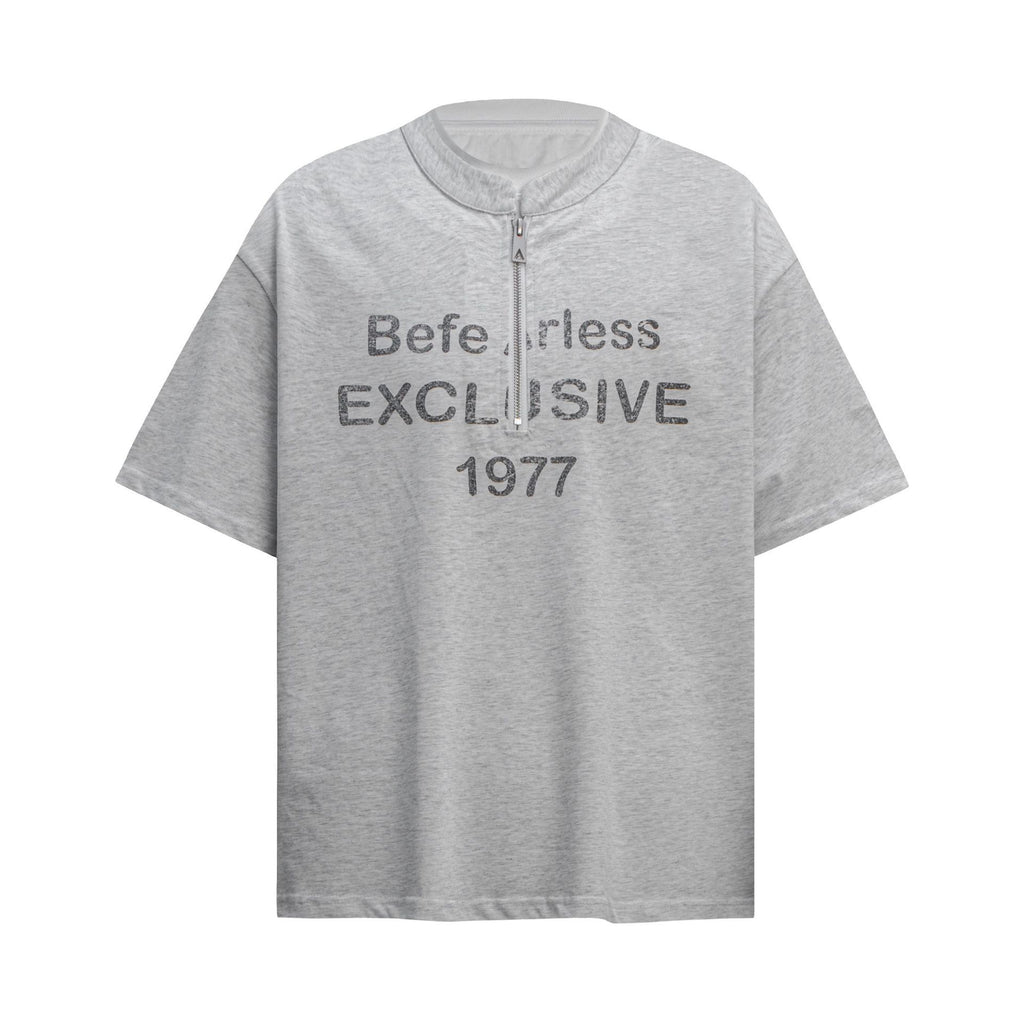 2025 6099 2025n Street 2025 Summer Fake Two-Letter Design Men's Loose Premium Sense Heavy Short Sleeve T-Shirt