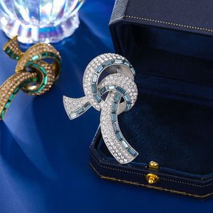 2025 Retro court style high-end clothing women's dresses with high-end elegance temperament crystal streamer bow brooch