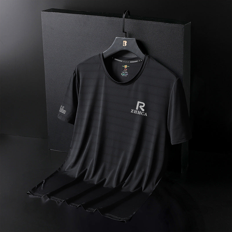 GOOSUDU Couple's Ice Silk Short Sleeve Men's Summer Thin Quick-Drying Casual Sports T-shirt plus-Sized plus Size Summer T-shirt