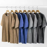 GOOSUDU Cross-Border Street Retro G Fashion Brand Loose Drop-Shoulder Men's and Women's Pure Cotton Washed Distressed Teen Short Sleeve T-shirt