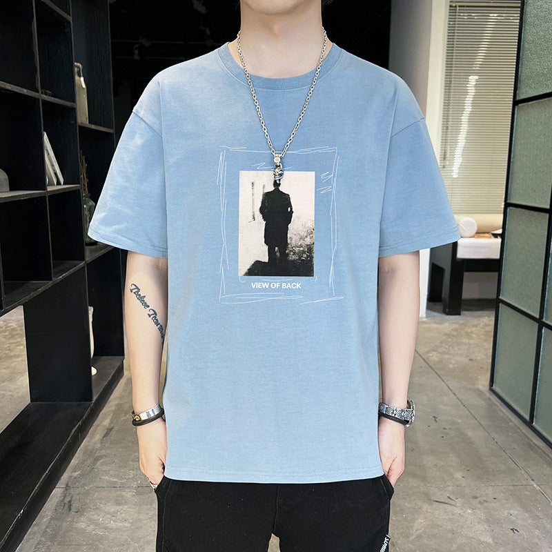 GOOSUDU Short Sleeve T-shirt Men's Cotton Half Sleeve Summer Loose All-Matching Men's Clothing Crew Neck T-shirt Trendy Tops T-shirt Student